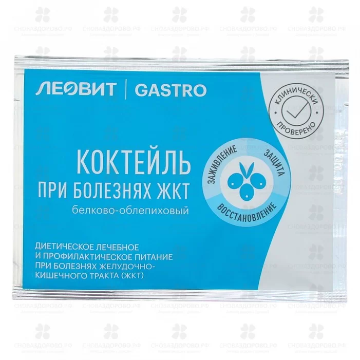 ЛЕОВИТ Гастро Коктейль при болезнях ЖКТ 15г №1 (белково-облепиховый) ✅ 40403/06352 | Сноваздорово.рф