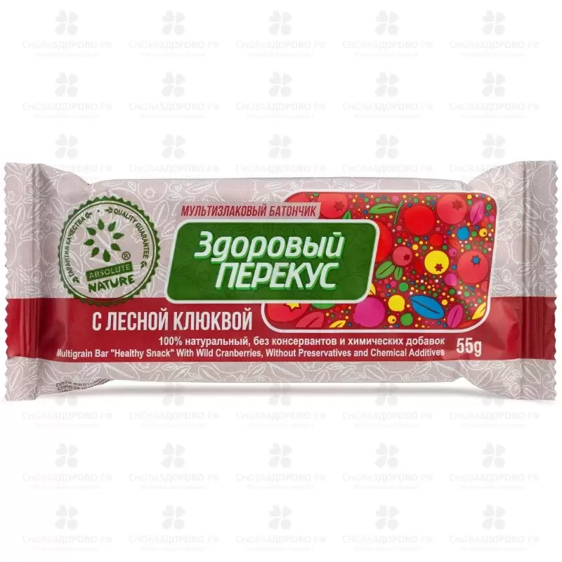 Батончик-мюсли Здоровый перекус клюква 55г  ✅ 29181/07803 | Сноваздорово.рф