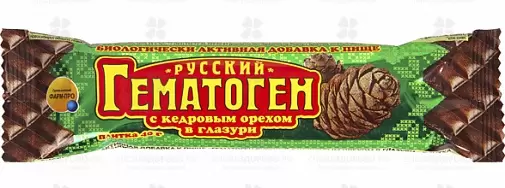 Гематоген РУССКИЙ с кедровым орехом в шоколадной глазури 40г (БАД) ✅ 06786/06200 | Сноваздорово.рф