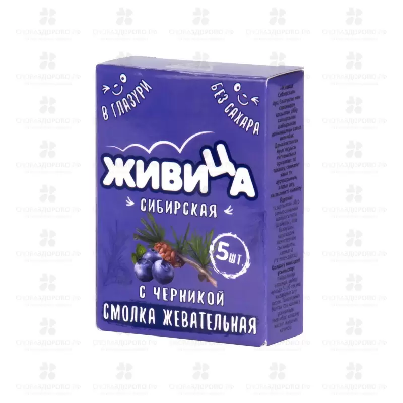 Смолка жевательная "Живица Сибирская" в глазури без сахара №5 пчелиный воск/черника ✅ 40749/06232 | Сноваздорово.рф