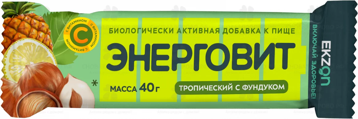 Энерговит тропический с фундуком 40г плитка (БАД) ✅ 36715/08679 | Сноваздорово.рф