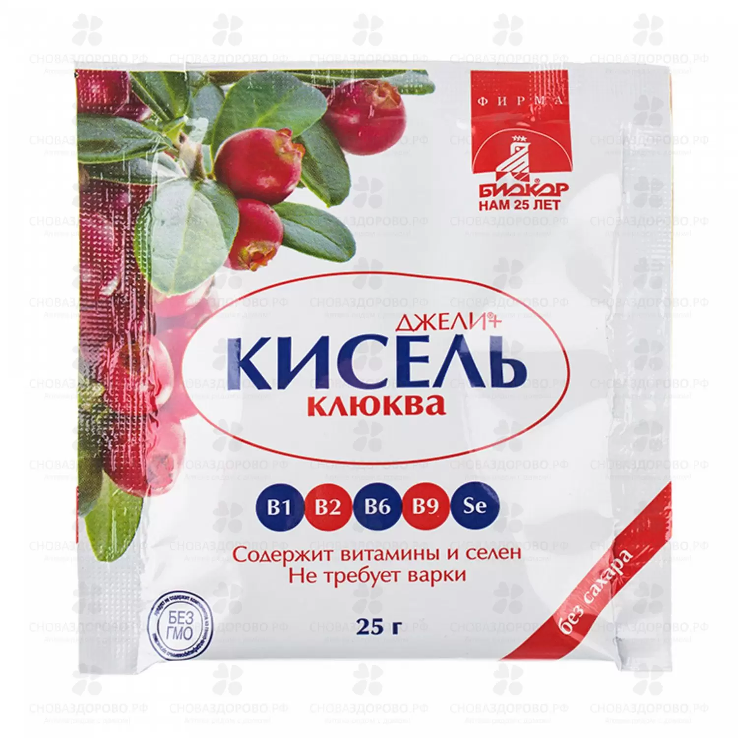 Кисель ДЖЕЛИ+ "Клюква" 25г без сахара №1 (БАД) ✅ 38204/06721 | Сноваздорово.рф