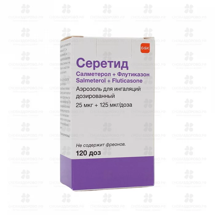 Серетид аэрозоль для ингаляции дозированный 25мкг+125 мкг/доза 120доз ✅ 05616/06097 | Сноваздорово.рф