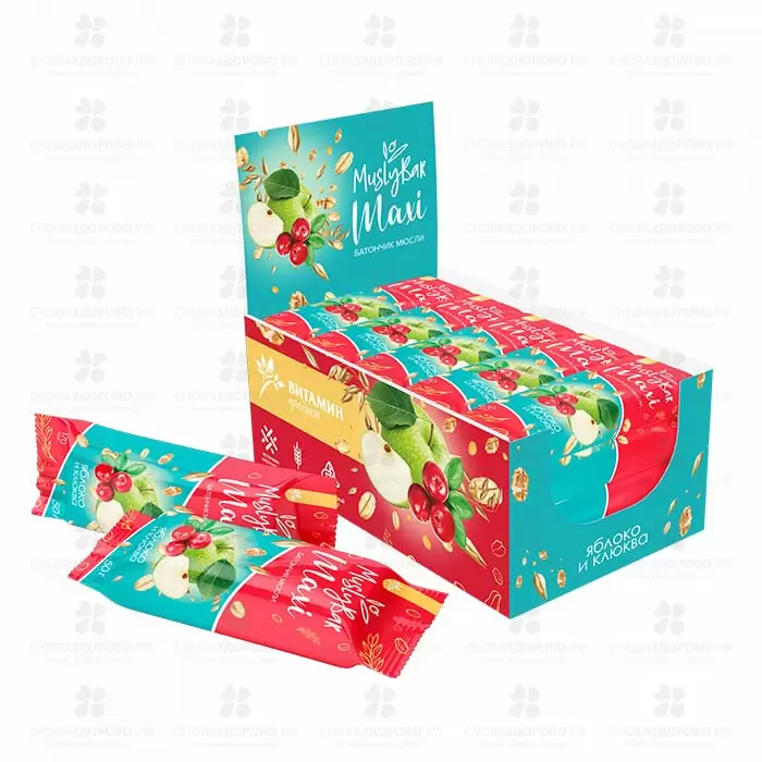 Батончик мюсли "MAXI" Яблоко/Клюква 50г ✅ 39702/06580 | Сноваздорово.рф