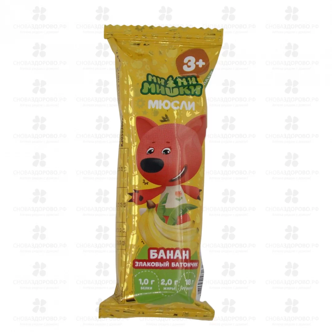 Ми-Ми-Мишки Батончик злаковый Банан 24г мюсли ✅ 36017/09628 | Сноваздорово.рф