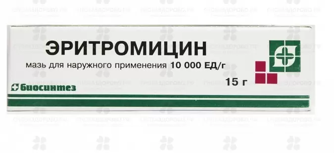 Эритромицин мазь для наружного применения 10тысЕдля г 15г ✅ 01534/06053 | Сноваздорово.рф
