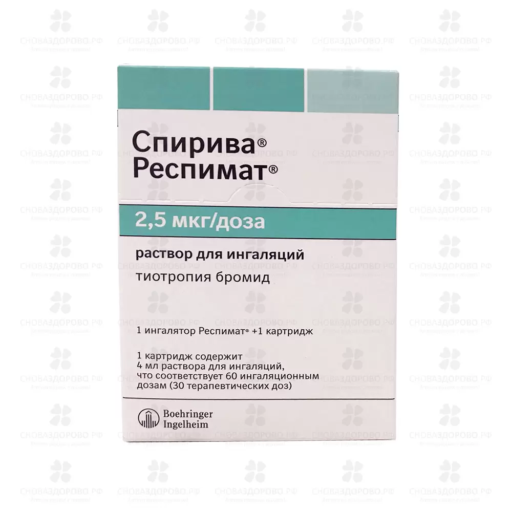 Спирива Респимат раствор для ингаляции 2,5мкг/доза 60доз 4мл картр. в компл. с ингалятором ✅ 28508/06246 | Сноваздорово.рф