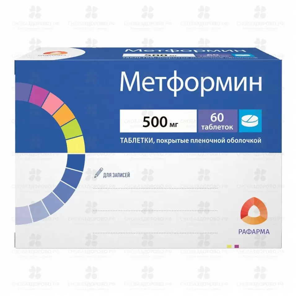 Метформин таблетки покрытые пленочной оболочкой 500мг №60 ✅ 09760/06173 | Сноваздорово.рф