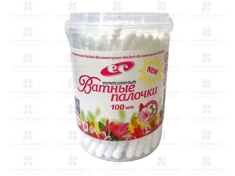 Ватные палочки №100 белые (спиралевидная головка) (банка) ✅ 34085/06767 | Сноваздорово.рф