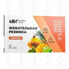 АВС ХЭЛСИ ФУД Резинка жевательная "Тропик" 1,42г №12 без сахара ✅ 40543/06372 | Сноваздорово.рф